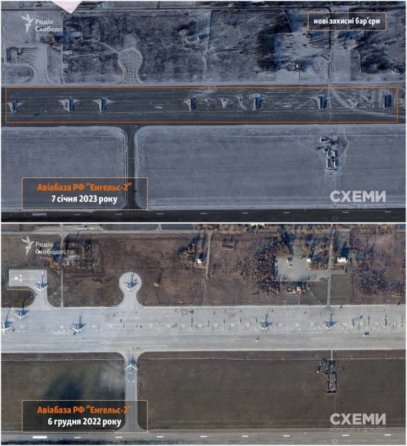 Planet Labs показала защитные стенки на военном аэродроме в Энгельсе